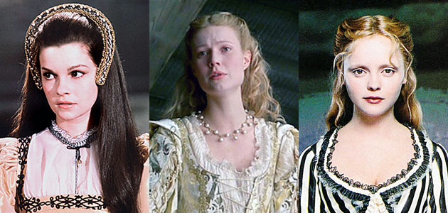 Anne of the Thousand Days, Shakespeare in Love, Sleepy Hollow - because long hair totally flowed free in the 1530s, 1590s (that looks more like 1480s), and 1790s!