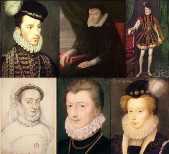 Duke d'Anjou; Catherine de Medici; Charles IX; Charlotte de Suave; Duc de Guise; Henriette de Nevers