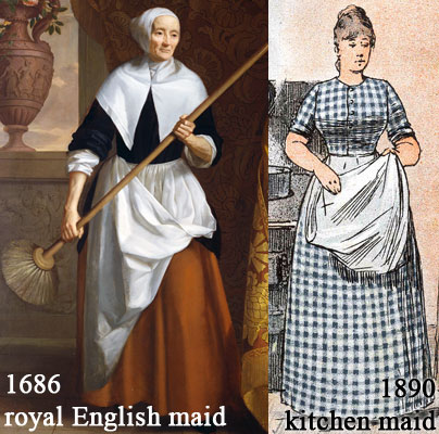 An apron may be necessary, but identical clothing isn't required for servants throughout history.