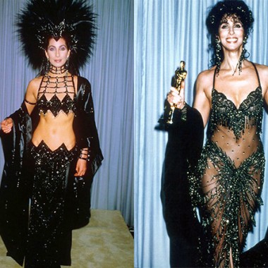 Bob Mackie's Oscar gowns for Cher, 1986 & 1988.