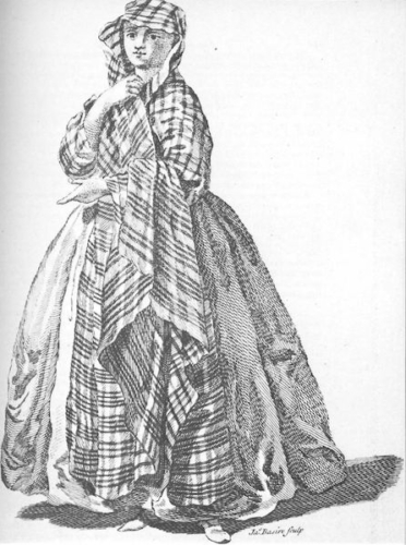 A Lady in the Highlands of Scotland, engraving by James Basire, about 1760