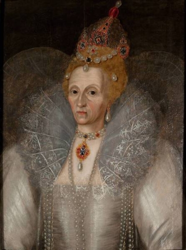 Portrait of Elizabeth I by Marcus Gheeraerts the Younger, c. 1595, via Wikimedia Commons.