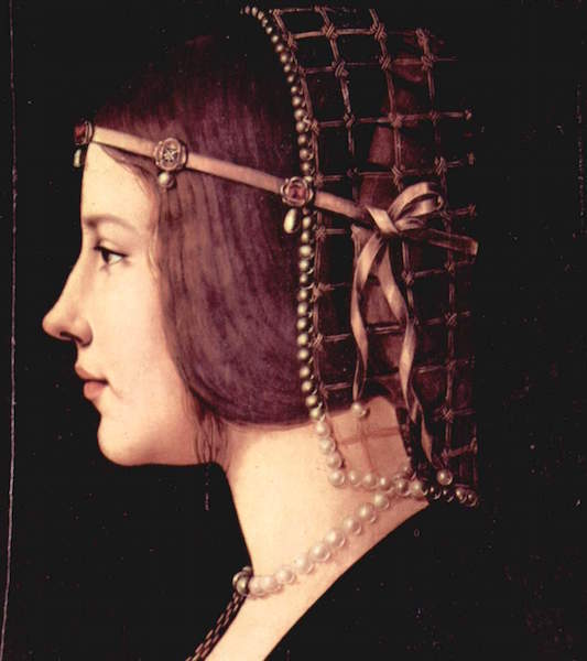 Giovanni Ambrogio de Predis, detail from Portrait of a Lady (Beatrice d'Este?), c. 1485-1500, Pinacoteca Ambrosiana.