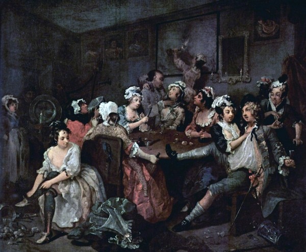 The Tavern Scene — A Rake's Progress series, by William Hogarth, 1732-5, Sir John Soane's Museum