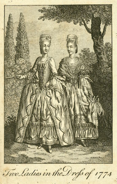Fashionable dress of 1774, Ladies' Magazine.