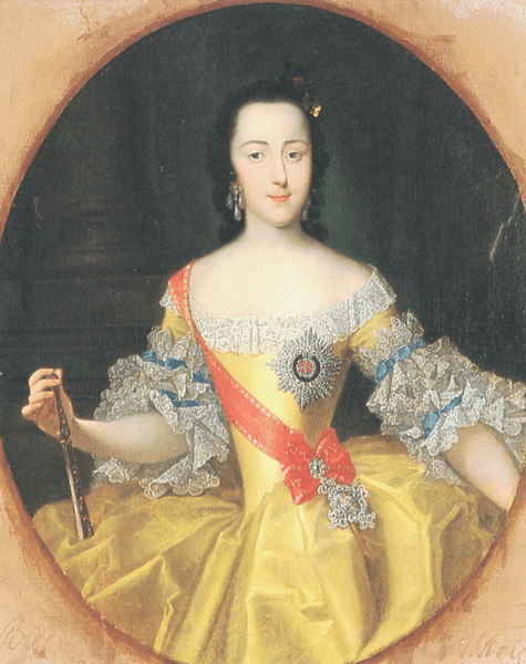 Grand Duchess Ekaterina by Georg Christoph Grooth, 1745. Wikimedia Commons.