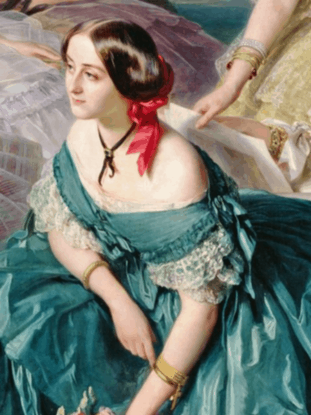 Detail from Franz Xaver Winterhalter, Eugénie, Empress of the French and her Ladies, 1855, Musée National de Palais de Compiègne