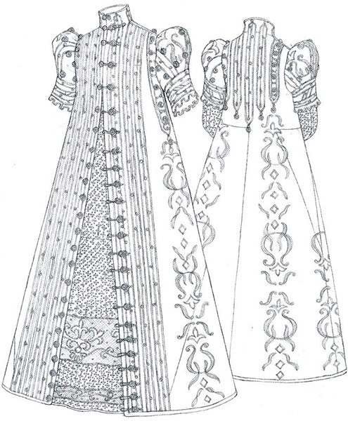 1570-1580 - loose gown, Patterns of Fashion by Janet Arnold
