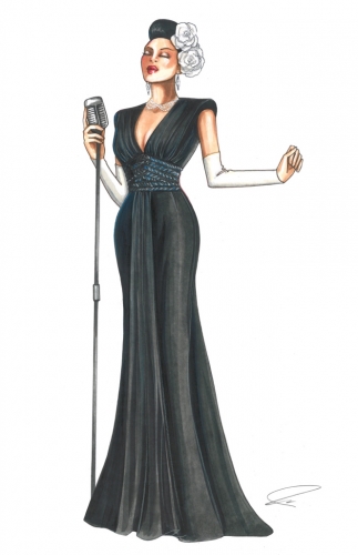 Andra Day as Billie Holiday - Carnegie Hall costume by Paolo Nieddu for THE UNITED STATES VS. BILLIE HOLIDAY from Paramount Pictures.