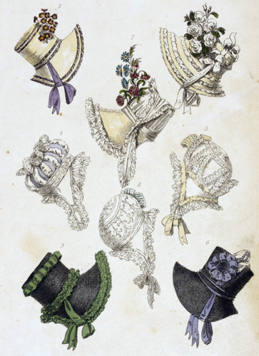 1817 - Parisian headdresses in The Repository of Arts fashion plate at LACMA