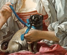 Young lady holding a pug dog by François Boucher, 1740s