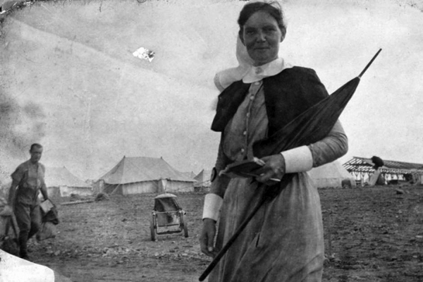 Historical photo of Matron Matron Grace Wilson on Lemnos, May 1915.