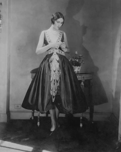 Joan Clement in Lanvin's crystal embellished robe de style by Edward Steichen, Vogue, November 1 1926