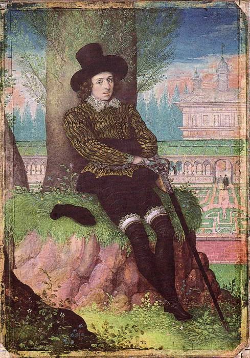 A Young Man Seated Under a Tree c.1590-1595 by Isaac Oliver, Royal Collection.