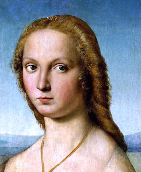 Raphael, detail from Portrait of Young Woman with Unicorn, c. 1505, Galleria Borghese