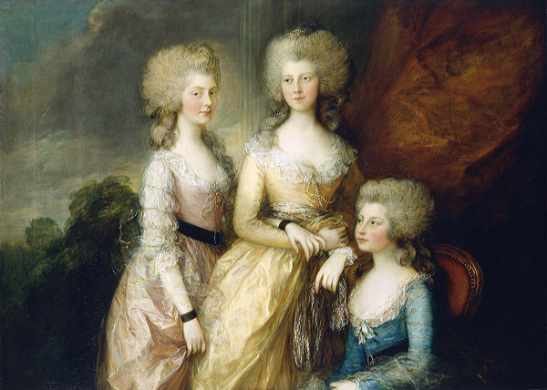1784, portrait of the three eldest princesses of Great Britain -- Charlotte, Augusta, and Elizabeth -- by Gainsborough