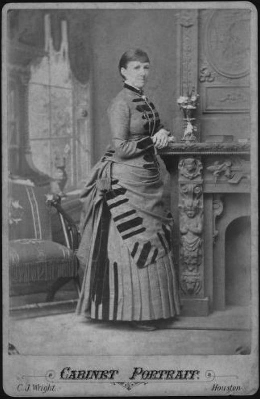 Full length portrait of Belle Ryon Davis, [mid- to late-1880s], Texas, Fort Bend Museum