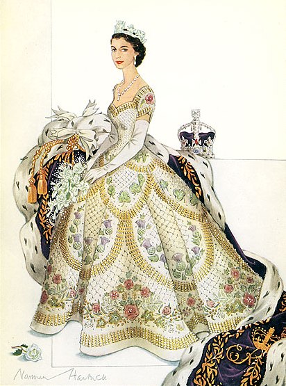 Norman Hartnell sketch Queen Elizabeth I coronation dress