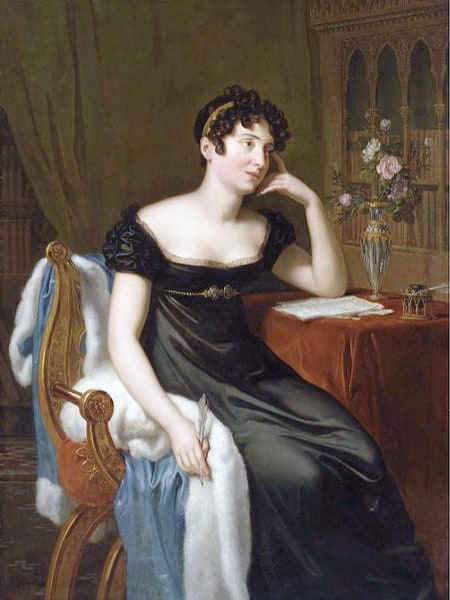 Portrait of the Irish novelist & poet Lady Sydney Morgan by Rene Theodore Berthon, 1818. 