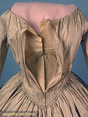 Silk day dress, 1845. Via Augusta Auctions