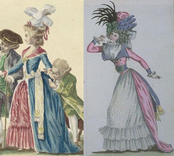 levite, redingote, Gallerie des Modes 1780, Cabinet des modes 1788