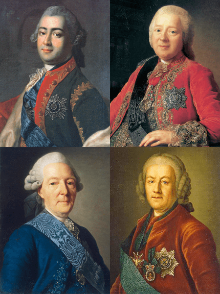 Alexei Razumovsky, Nikita Ivanovich Panin, Alexey Bestuzhev, Ivan Betskoy