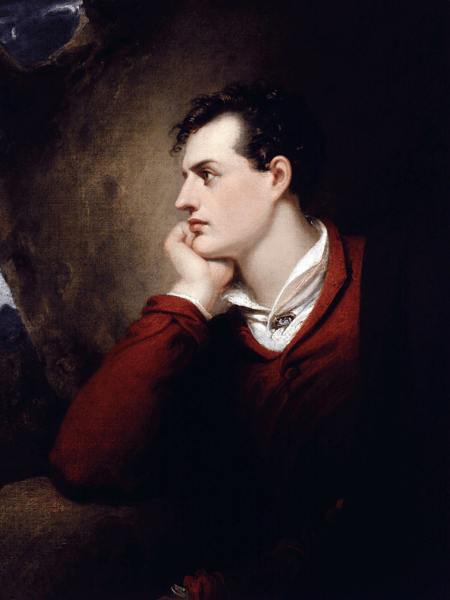 1813 portrait of Byron by Richard Westall, from Wikimedia Commons.
