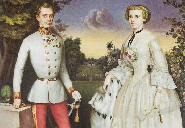 1854 miniature of Franz Joseph & Sissi, via Wikimedia Commons