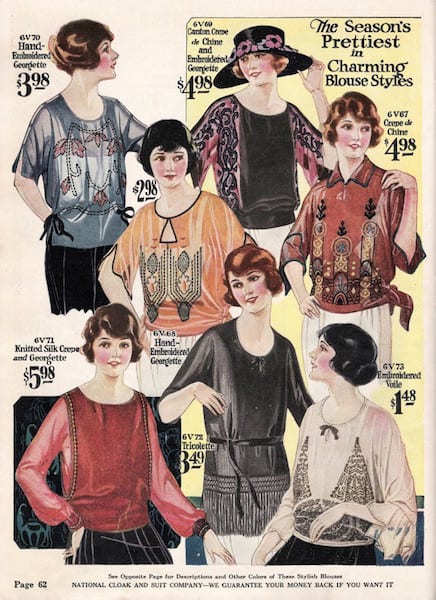 Blouses from a 1920s catalogue