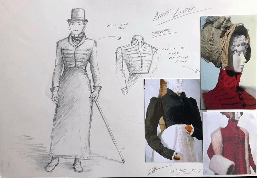 Gentleman Jack Costume Design Sketches From Tom Pye.