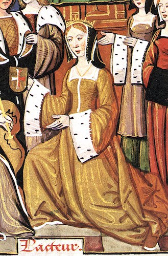 Detail from Mary Tudor and Queen Louis XII of France, c. 1514, British Library.