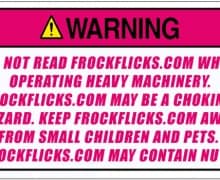 Frock Flicks warning label
