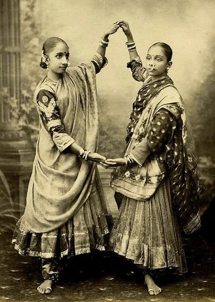 Marathi dancing girls, The India collection at the International Exhibition (1872), via Wikimedia Commons