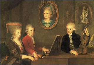 Mozart family portrait by Johann Nepomuk della Croce, ca 1780