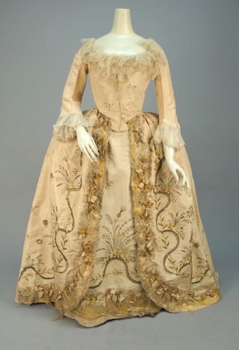 Metallic Embroidered and Sequined Gown, French, 1774-93, Whitaker Auctions via Pinterest