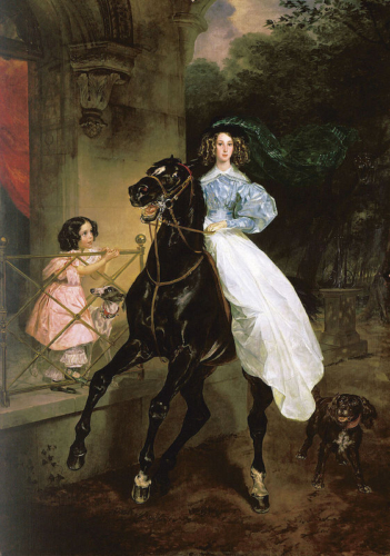 Horsewoman: Portrait of Giovannina and Amazilia Pacini, the Foster Children of Countess Yu. P. Samoilova by Karl Bryullov, 1832, Tretyakov Gallery