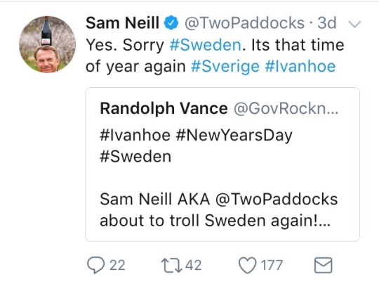 Ivanhoe twitter Sam Neill